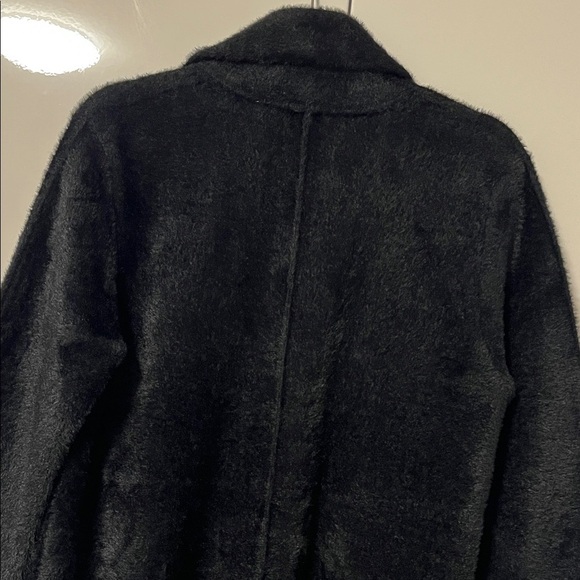 CYRUS Luxurious Silky Faux Fur Notch Lapel Coat Hook Closure Pockets, Size S - Picture 8 of 11